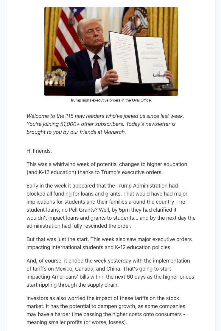 TWIME This Week In Money And Education Sample | Source: The College Investor
