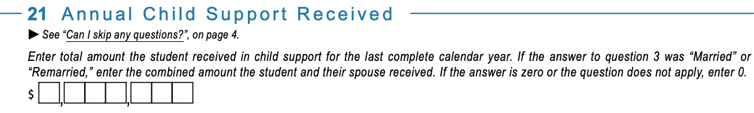 Student Child Support Received Student Child Support Received | Source: FAFSA