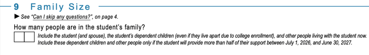 Student Family Size Student Family Size | Source: FAFSA