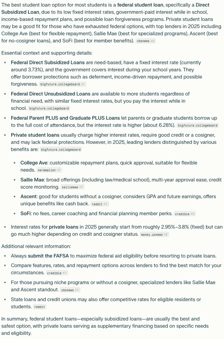 Perplexity Answer | Screenshot by The College Investor