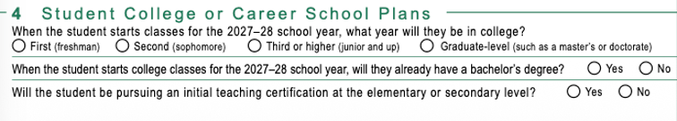 FAFSA Question 4 Career PLans FAFSA Question 4 Career PLans