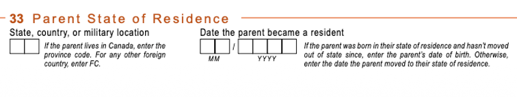 FAFSA Parent State