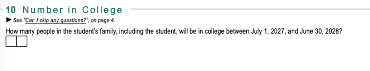 FAFSA Number in College FAFSA Number in College