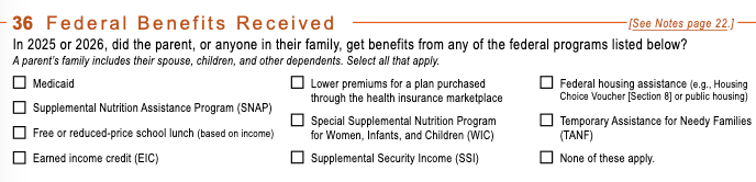 Parent Federal Benefits