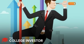 The image depicts a vibrant, illustrative graphic relevant to understanding an Employer Identification Number (EIN). In the foreground, a stylized businessman, partially obscured by a transparent overlay, is running towards the right side of the frame. He is dressed in a grey suit, white shirt, and a red tie, with his legs in mid-stride. Behind him, a series of upward-pointing arrows in shades of orange and green suggest growth and financial progress. In the background, a light blue sky meets a cityscape of modern buildings, implying a business environment. The dominant feature of the image is the clear, bold red and blue text overlaid on the upper portion, which reads: "WHAT IS AN EIN AND HOW TO GET ONE." This text directly addresses the article's topic, serving as a visual headline that explains what an EIN is and guides the reader on how to obtain one, emphasizing its importance for business checking accounts and filing taxes.