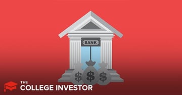This image features a vibrant illustration depicting the concept of international bonds and investment. A stylized bank building with prominent columns and a "BANK" sign above the entrance stands at the center, symbolizing financial institutions and the global bond market. In the foreground, three grey money bags with dollar signs are arranged, representing wealth and capital, particularly relevant to bond allocation within an investment portfolio. The background is a stark red, drawing attention to the bold, white, and red text overlay which reads: "REWARDS OF INTERNATIONAL BONDS [AND HOW TO INVEST]". This visual strongly reinforces the article's focus on the risks and rewards of foreign bond funds and provides an engaging graphic for investors considering international bonds for stability against volatile stocks.