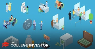 Nelnet Bank An illustrative image on a light blue background depicts various individuals engaging in financial activities, representing the banking and student loan refinancing services offered by Nelnet Bank. In the foreground, two figures in light blue uniforms stand near what appears to be a large coin or medal, symbolizing financial transactions. Towards the right, a person in a brown suit interacts with a bank teller behind a counter, suggesting traditional banking services. Further back, more people are shown in different scenarios, including a group standing together and another individual with a laptop, reflecting modern financial interactions and potentially online services. Above these scenes, dark blue text prominently displays "BANKING & STUDENT LOAN REFINANCING," directly linking the visual elements to Nelnet Bank's core offerings discussed in the article, such as student loan refinancing, high-yield savings accounts, and CD products. This visual aims to help readers understand the range of financial services provided by Nelnet Bank, a subsidiary of the federal loan servicer, as they navigate the complexities of student loans and banking options.