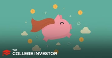An animated pink piggy bank, depicted as a superhero with a flowing red cape, soars across a light teal background, surrounded by various financial symbols. Golden coins with dollar signs and small white clouds float around the flying pig, suggesting financial freedom and protection. The piggy bank has a friendly, smiling face, conveying a sense of security and reliability. At the bottom left, the logo for "The College Investor" is prominently displayed. This image visually represents the article's theme of empowering individuals to resolve banking issues and protect their finances, emphasizing how filing a complaint can help ensure fair treatment and a more secure financial future for others.