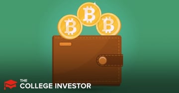 Best Cryptocurrency Wallets This image depicts a brown, bi-fold cryptocurrency wallet with a snap closure, illustrating the concept of storing digital assets securely. Three gleaming golden Bitcoin symbols, each with a prominent "B" in the center, are shown rising above the wallet, emphasizing the valuable nature of cryptocurrency. The vibrant green background suggests security and growth, while the "THE COLLEGE INVESTOR" logo in the bottom left corner clearly attributes the image to its source. The visual metaphor of a physical wallet holding digital currency effectively conveys the article's focus on the best cryptocurrency wallets and the importance of keeping private keys safe from hackers and thieves.