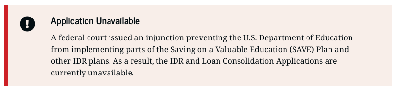 Message on StudentAid. Screenshot by The College Investor.