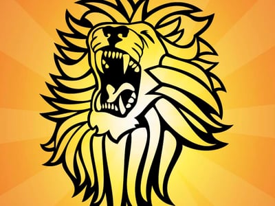 The image prominently features a stylized black silhouette of a roaring lion's head with a flowing mane, positioned on the right side of the frame against a vibrant orange and yellow gradient background with subtle sunburst rays emanating from the left. This powerful lion imagery represents "MoneyLion," the finance app discussed in the accompanying article, which offers a comprehensive suite of financial products and services. The bottom left corner of the image displays the "The College Investor" logo, featuring a red graduation cap icon, indicating the source of this review and its relevance to financial guidance for college investors seeking options like free checking accounts or early direct deposits. The visual design effectively conveys the brand's strength and the article's focus on MoneyLion's compelling offerings and how they compare to alternatives.