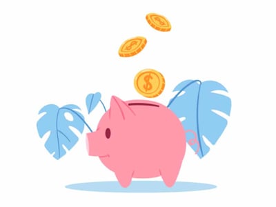 This image features a friendly pink piggy bank, centrally positioned on a white background, with a golden coin adorned with a dollar sign actively dropping into its slotted back. Surrounding the piggy bank are stylized, light blue and pale green leaf illustrations, adding a touch of nature and growth. The top of the image prominently displays the red capitalized text "CHECKING ACCOUNTS" stacked above the blue capitalized text "FOR KIDS," clearly indicating the article's focus on starter checking accounts for children. This visual metaphor effectively conveys the concept of saving money and financial responsibility for kids, aligning perfectly with the article's discussion on the best starter checking accounts for kids, emphasizing low fees and strong parental control options to teach financial literacy.