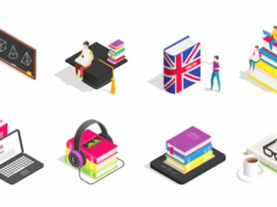 This image displays various education-related icons organized into two rows, illustrating the concept of "Rollovers & Transfers Pros and Cons" for 529 plans, as highlighted by the bold red text at the top. The top row features three distinct scenarios: a desk with a laptop and documents suggesting academic work, a graduation cap symbolizing higher education, and a stack of books with the Union Jack flag, possibly indicating international study or diverse educational options. The bottom row showcases three more icons: a stack of colorful textbooks next to an open laptop displaying "529," reinforcing the financial planning aspect; a pile of books with purple headphones, representing online learning or audio resources; and another stack of books resting on a tablet, signifying digital educational materials. The overall image contextually supports an article discussing the benefits and potential downsides of transferring or rolling over 529 college savings plans, addressing concerns like high fees, website navigation issues, or reallocating funds if a child forgoes college.