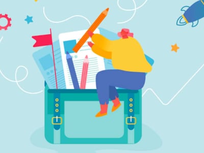 This illustrative image for a "Kubera Review" features a light blue background and visually represents modern portfolio tracking. The central graphic shows a person, depicted with a yellow top and blue pants, sitting casually on top of a teal-colored open laptop or briefcase that appears to contain various financial documents or graphs, symbolizing their engagement with wealth tracking. Above the person, bold, dark blue text reads "MODERN PORTFOLIO TRACKING," emphasizing the article's focus on up-to-date methods for managing investments, including diverse asset classes like cryptocurrency. Scattered around the main elements are small, light-colored icons such as gears and a rocket ship, suggesting innovation, growth, and the complex, dynamic nature of modern investing. The overall image reinforces the idea that Kubera simplifies the process of tracking net worth and managing a comprehensive financial portfolio.