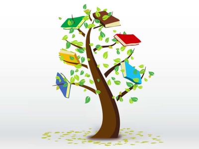 A digitally illustrated image depicts a stylized tree with green leaves, symbolizing growth and knowledge, against a clean white and gray gradient background. Instead of fruit, several colorful books with varying spine colors, including red, green, yellow, and blue, are nestled within the branches, suggesting that learning and reading are integral to development and financial success. The books appear to be "growing" from the tree, representing the accumulation of wisdom found in resources like "The F.I.R.E. Planner." In the bottom left corner, the logo for "The College Investor" is prominently displayed in red and white text, emphasizing the article's source and its focus on financial independence and educational content for investors. This visual reinforces the article's theme of using educational materials, such as Michael Quan's "The F.I.R.E. Planner" workbook, to cultivate financial independence goals and achieve financial freedom through practical advice and real-life experiences.