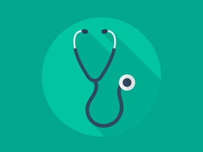 This image features a teal-green background with a prominent, dark blue stethoscope symbolizing the medical profession. Above the stethoscope, red and white text reads "WHERE TO FIND MEDICAL RESIDENCY AND RELOCATION LOANS," directly referencing the article's core topic. The visual elements collectively emphasize the financial solutions available for aspiring doctors during their residency and relocation phases. The stethoscope's presence reinforces the medical context, while the clear text immediately informs readers about the specific financial products discussed, such as private student loans designed to cover costs beyond traditional education expenses like application fees, interview travel, moving, and textbooks for medical residents.
