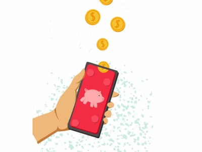 A hand, likely representing an investor, is holding a modern smartphone with a bright pink screen featuring a white piggy bank icon, symbolizing savings and investments. Above the phone, a golden coin peeking over the top edge of the phone, signifying financial growth and wealth building. The background is a minimalist white with light blue speckled accents, suggesting a clean and user-friendly experience. This image visually encapsulates the article's focus on the top automatic investment apps for 2026, emphasizing how these "set it and forget it" platforms simplify investing and help individuals build wealth through disciplined savings, making them ideal for buy-and-hold investors.