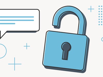 This illustrative image features a light blue, unlocked padlock with a dark keyhole, symbolizing the concept of unlocking or accessing home equity, which is the core topic of the accompanying article. To the left of the padlock, a white speech bubble with blue horizontal lines suggests communication, advice, or information exchange related to financial products. The background is a light blue grid adorned with various geometric shapes in similar shades, including circles, plus signs, and a dotted rectangle, adding a modern and clean aesthetic. This visual directly supports the "Unlock Review" article, which discusses how homeowners can convert their home equity into cash using Unlock's unique Home Equity Agreement as an alternative to traditional HELOCs or home equity loans, especially with rising interest rates. The imagery conveys the ease and accessibility of tapping into home equity through this specific financial tool. Source: The College Investor