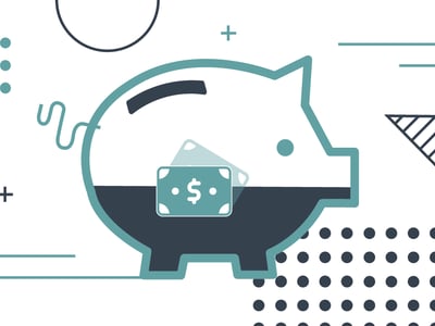 Minimalist vector illustration of a piggy bank filled with liquid and a dollar bill icon, symbolizing financial savings or aid. This graphic headers a guide on understanding financial aid award letters, helping students decode complex terminology like "net cost" versus "net price" and navigate the funding process for college. Source: The College Investor