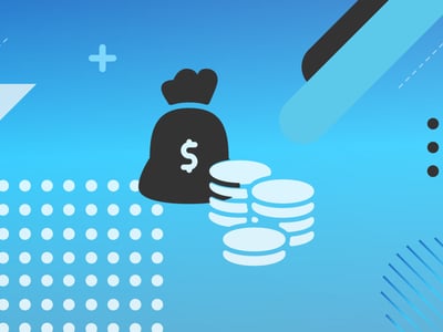 A vibrant blue background features abstract geometric shapes in shades of light blue, white, and gray, with diagonal lines and dotted grids. A bold black silhouette of a money bag with a prominent white dollar sign is positioned in the center, flanked by two stacks of white coins to its right, symbolizing savings and financial growth. The bottom left corner prominently displays "COLLEGE INVESTOR" in a dark, bold font, anchoring the image to the article's financial education context. This image serves as a visual representation for a review of Valley Bank, highlighting its high-yield savings account and other offerings, emphasizing opportunities for college investors to grow their money with a trusted financial institution. Source: The College Investor