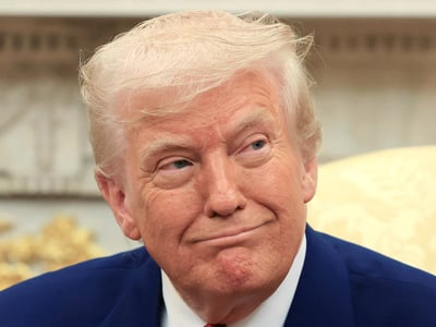 President Donald Trump attends a meeting with Israel's Prime Minister Benjamin Netanyahu in the Oval Office at the White House in Washington, Monday, April 7, 2025. (Pool via AP)