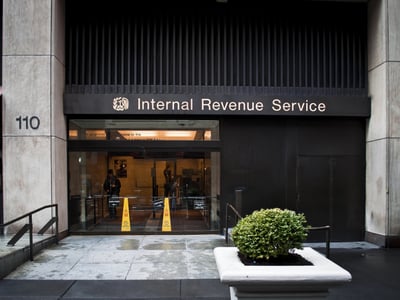 The Internal Revenue Building in Manhattan on March 8,2013 as seen from the public sidewalk. Photo: andykazie