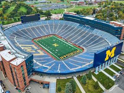 Aerial view of Michigan Wolverines football stadium in Ann Arbor | Photo: njproductions