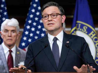 Speaker of the House Mike Johnson, R-La., speaks during a news conference at the Capitol, May 6, 2025, in Washington. (AP Photo/Rod Lamkey, Jr., File)