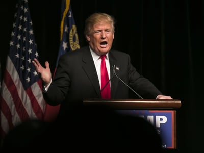 Donald Trump speaks to several thousand supporters at a rally in Atlanta, Georgia. Photo by actionsports