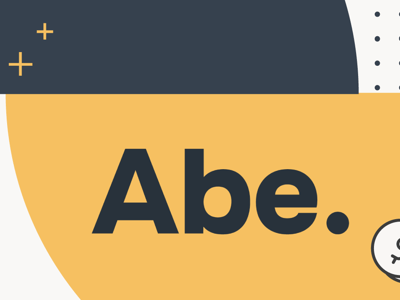 A two-tone graphic featuring the text "THE COLLEGE INVESTOR" in white letters on a dark gray background in the upper left corner. The rest of the background is a solid mustard yellow, with a small white curved line appearing on the lower left and a dark gray curved line appearing on the upper right. The main focus of the image is the Abe Student Loans logo, prominently displayed in the center. The logo consists of the word "Abe" in a bold, dark gray sans-serif font, with a dark gray graduation cap replacing the top of the "A". The design includes scattered small plus signs and a grid of dots in dark gray and white, along with a partial outline of a coin with a dollar sign on the far right. This image serves as a visual representation for the article discussing Abe Student Loans, detailing key features, strengths, and weaknesses of their private student loan offerings for undergraduate and graduate students.