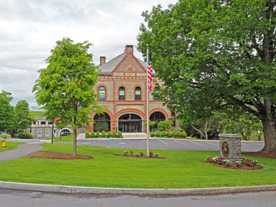 HAMILTON, NEW YORK: The James B Colgate admissions and administration building on the campus of Colgate University in the village of Hamilton in rural upstate New York. Photo by sgoodwin4813