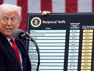US President Donald Trump delivers remarks before signing an executive order on tariffs during the Make America Wealthy Again event in the Rose Garden at the White House in Washington on April 2, 2025. Photo by Yuri Gripas/Abaca/Sipa USA(Sipa via AP Images)