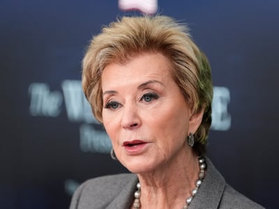 Education Secretary Linda McMahon speaks with reporters in the James Brady Press Briefing Room at the White House, Thursday, Nov. 20, 2025, in Washington. (AP Photo/Alex Brandon, File)