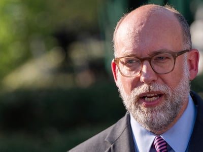 FILE - Director of the Office of Management and Budget Russell Vought speaks to reporters at the White House, Thursday, July 24, 2025, in Washington. (AP Photo/Julia Demaree Nikhinson, File)