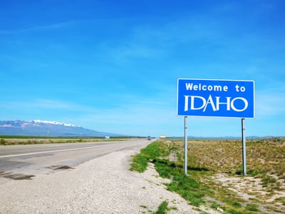Welcome to Idaho sign at the state border
