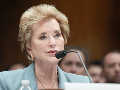 Education Secretary Linda McMahon testifies during a Senate Committee on Appropriations subcommittee hearing to examine proposed budget estimates and justification for fiscal year 2027 for the Department of Education on Capitol Hill, Tuesday, April 28, 2026, in Washington. (AP Photo/Mariam Zuhaib)