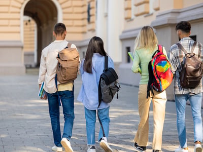 College Students Walking On Campus