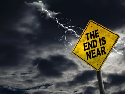 The end is near sign on a stormy background reflecting the end of the SAVE Forbearance. Source: The College Investor