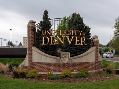 University of Denver sign.