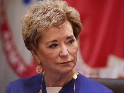 Secretary of Education Linda McMahon, attends a Cabinet meeting at the White House, Wednesday, May 27, 2026, in Washington. (AP Photo/Jacquelyn Martin)
