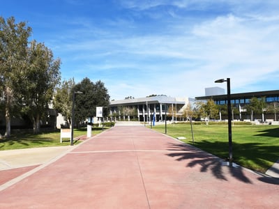 ORANGE, CALIFORNIA - Strenger Plaza on the campus of Santiago Canyon College.