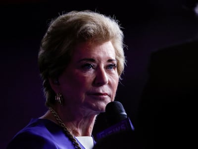 U.S. Secretary of Education Linda McMahon gives an interview at the Republican National Midterm Convention in Dallas, Texas, U.S., September 10, 2026. REUTERS/Brian Snyder