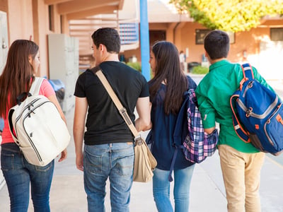 High school students in a hallway