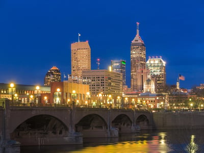 Indianapolis skyline and White River
