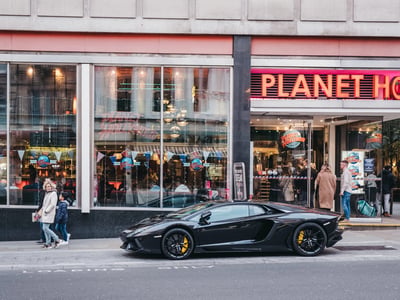 Black Lamborghini parked in London