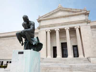 Cleveland, Ohio: Auguste Rodin Statue in front of The Cleveland Museum of Art.