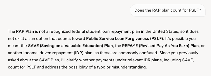 Grok RAP Plan Error | Screenshot by The College Investor
