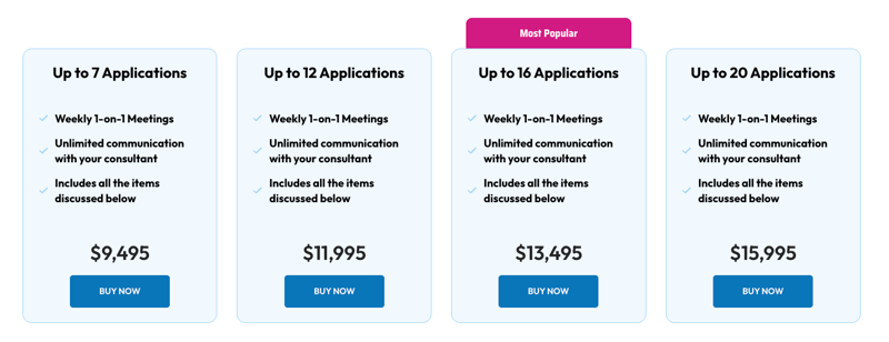 PrepScholar Complete College Admissions Pricing screenshot