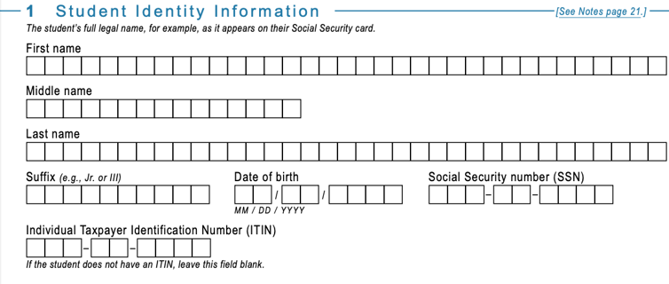 Student Identity Information FAFSA | Source: FAFSA