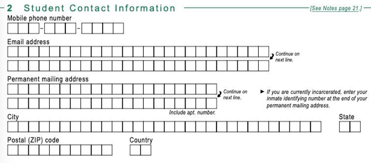 FAFSA Student Contact Information FAFSA Student Contact Information
